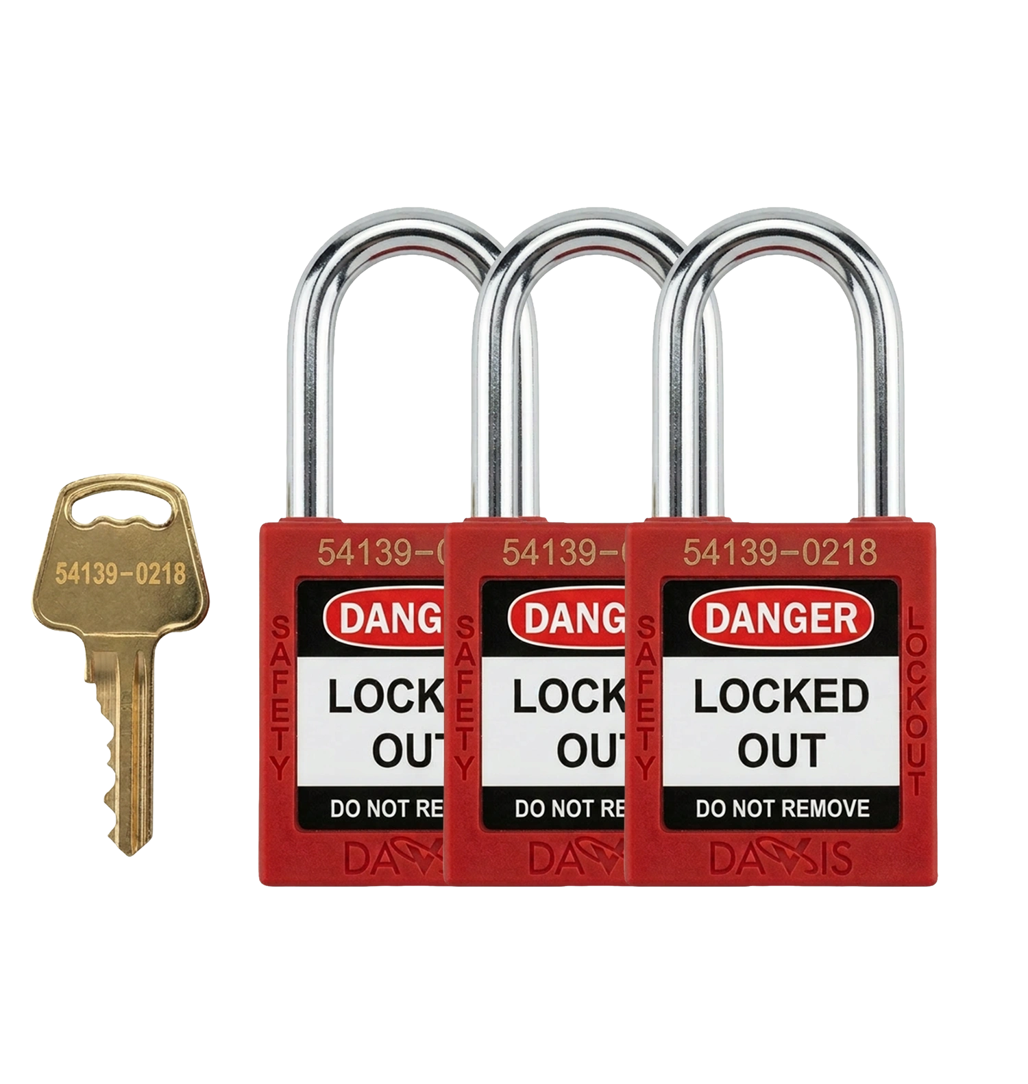 Keyed Alike Safety Red Padlock Pack of 3