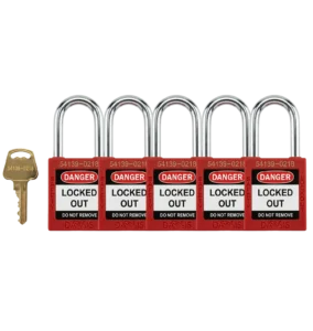 Keyed Alike Safety Red Padlock Pack of 5