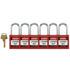 Keyed Alike Safety Red Padlock Pack of 6